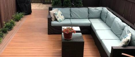 Resortwoning, 2 queensize bedden, open haard, uitzicht op tuin | Uitzicht vanuit de kamer