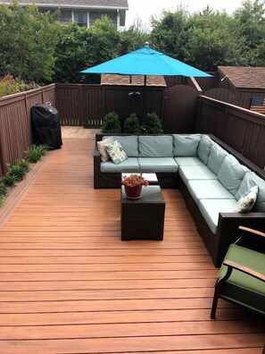 Resortwoning, 2 queensize bedden, open haard, uitzicht op tuin | Uitzicht vanuit de kamer