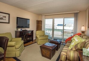 Condo, 1 King Bed with Sofa bed, Balcony, Garden View | Living area - Marina View 207 (Dewey Beach)