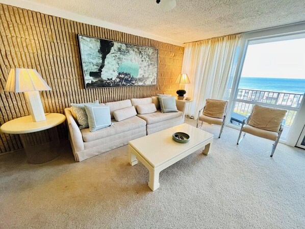 Condo, Multiple Beds, Balcony, Ocean View | Living area