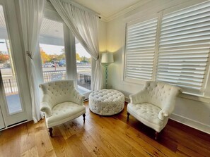 House, Multiple Beds, Pool Access, Pool View | Living area | Fireplace