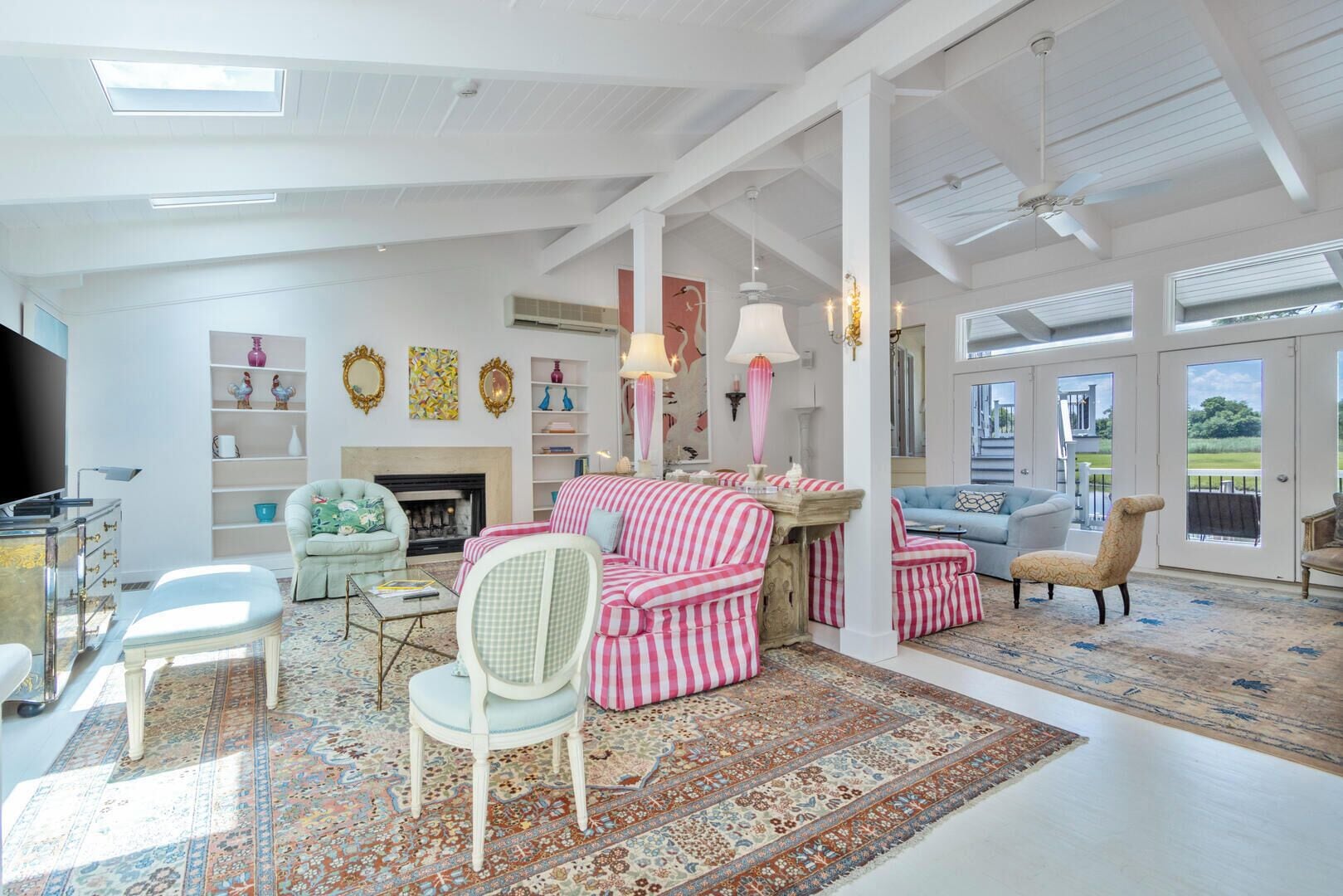 House, Multiple Beds, Pool Access, Pool View | Living area | Fireplace