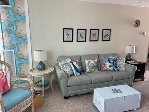 Condo, Multiple Beds, Balcony, Ocean View | Living area