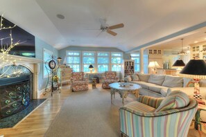 House, Multiple Beds, Pool Access, Pool View | Living area | Fireplace - Norfolk Street 119 (Rehoboth Beach)