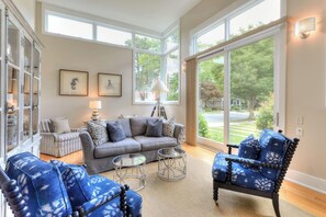 House, Multiple Beds, Pool Access, Garden View | Living area | Fireplace, MP3 dock - Hickman Street 214 (Rehoboth Beach)