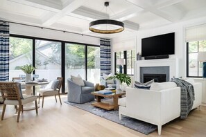 House, Multiple Beds, Pool Access, Pool View (HICKMAN STREET 204) | Living area | Fireplace - Hickman Street 204 (Rehoboth Beach)