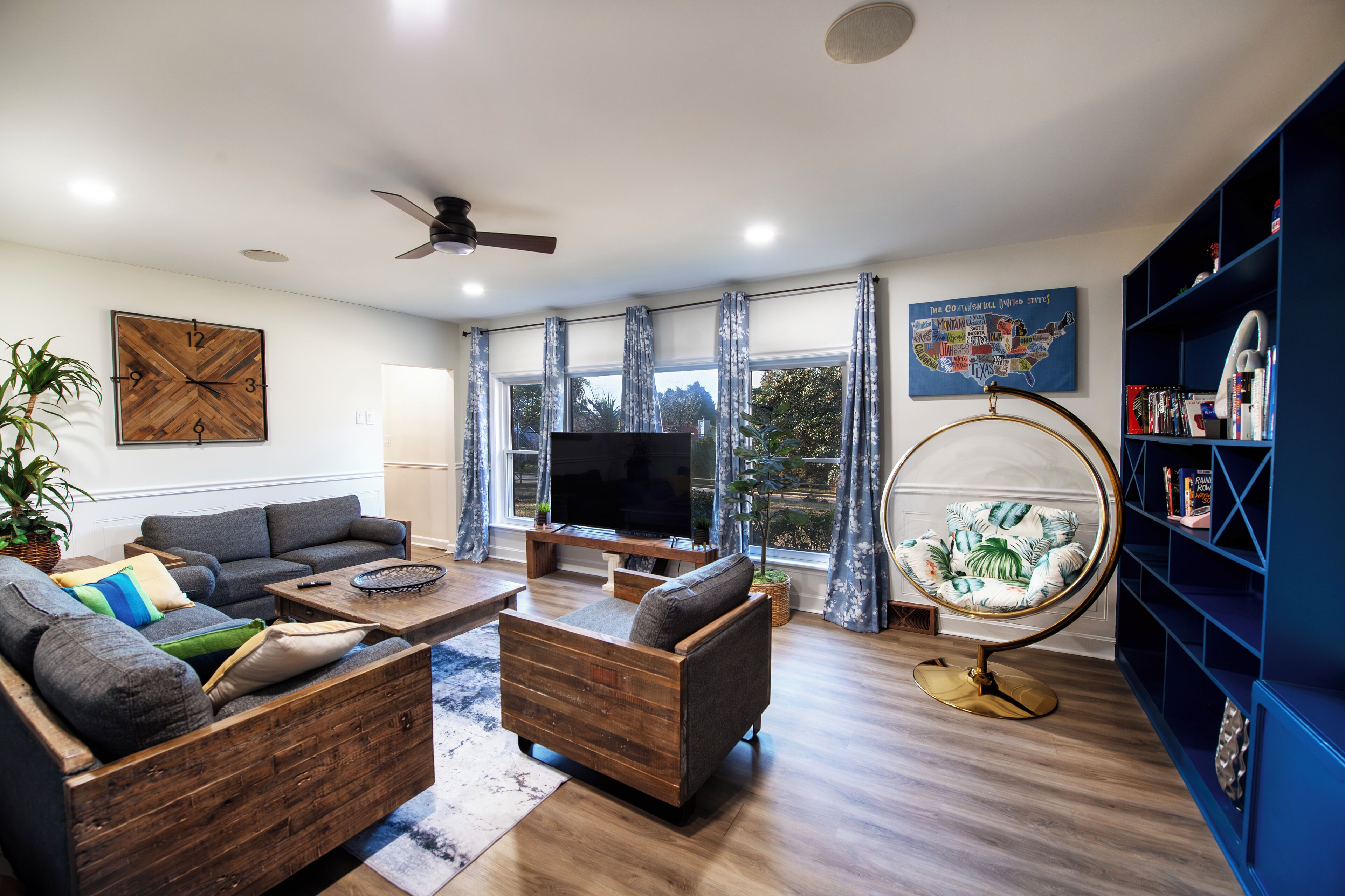 Smart TV, fireplace, video games, computer monitors