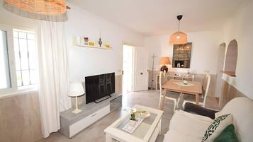 TV, fireplace