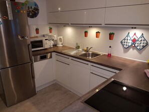 Kühlschrank, Mikrowelle, Ofen, Herdplatte
