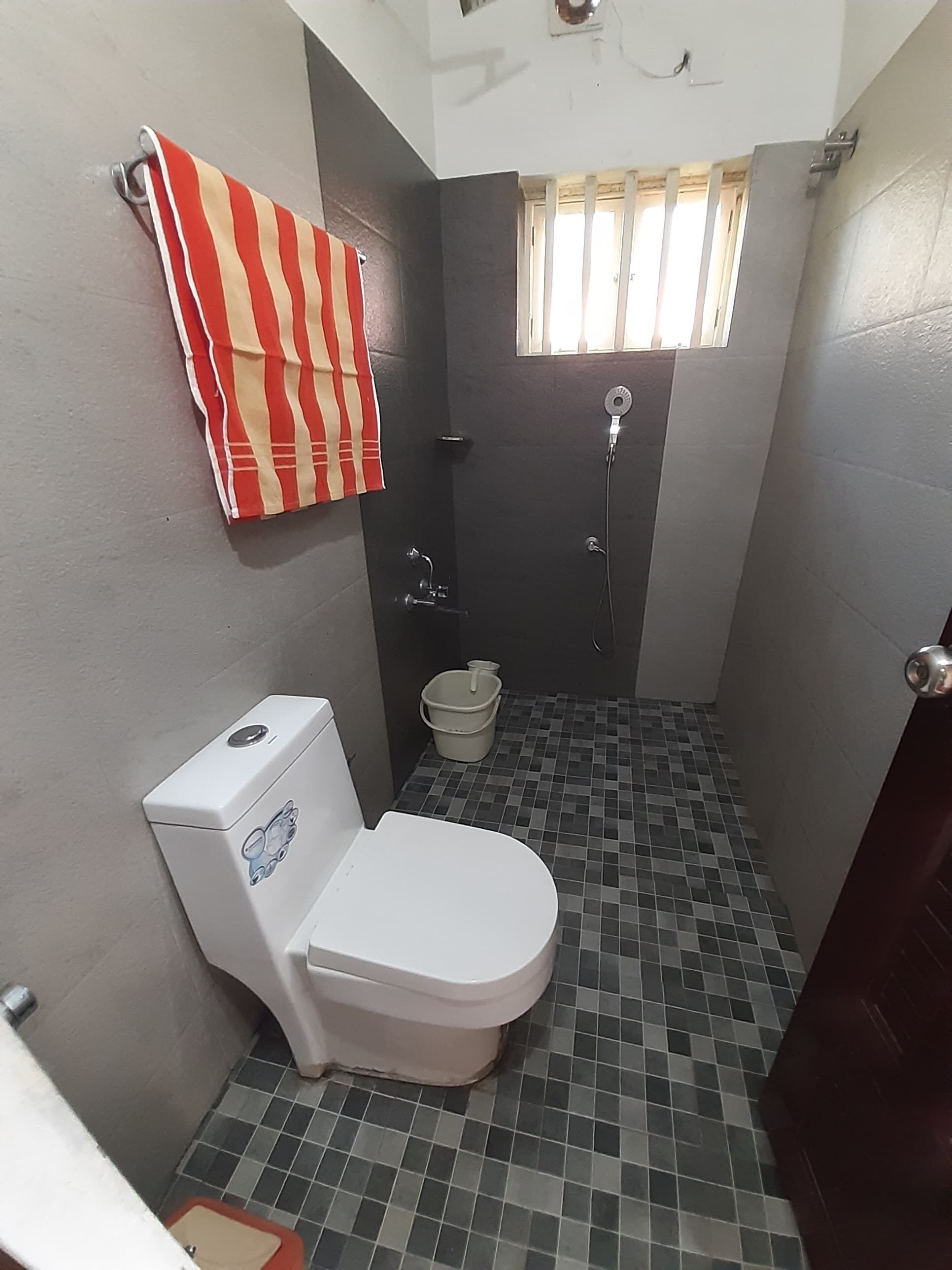 Shower, bidet, towels, soap