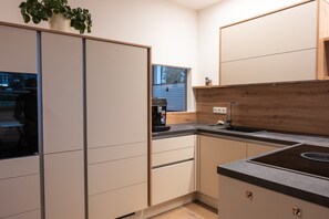 Fridge, oven, stovetop, dishwasher - Apartment 'Kratzwald' with Mountain View, Private Terrace and Wi-Fi (Krangl)