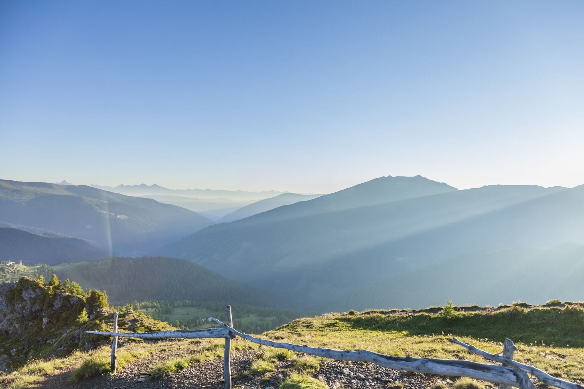 A mountainous landscape with a clear sky.