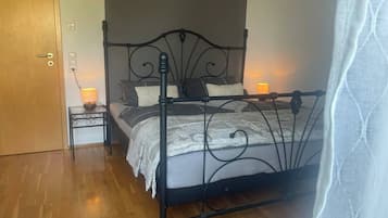 1 bedroom, desk, iron/ironing board, travel cot