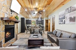 TV, fireplace, offices