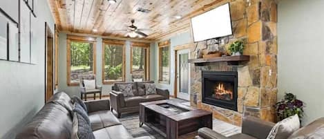 TV, fireplace, offices