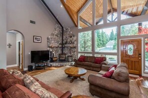 TV, fireplace, offices