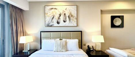 Egyptian cotton sheets, premium bedding, pillow-top beds, in-room safe