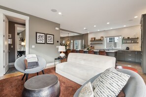 House, 3 Bedrooms | Living area | Smart TV, streaming services - Georgetown Home Media Room, Patio & EV Charger (Seattle)