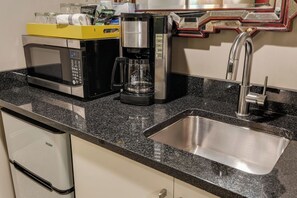 Fridge, microwave, coffee/tea maker