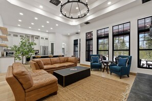 TV, fireplace, foosball, offices