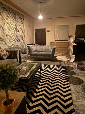 Books, music library, computer monitors, printers