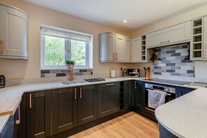 Fridge, microwave, oven, dishwasher