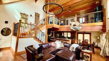 Smart TV, fireplace, video games, foosball