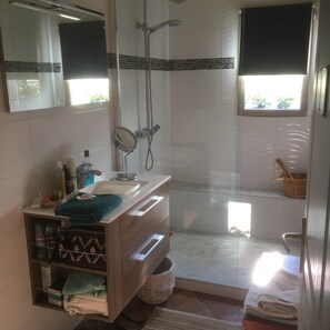 Shower, hair dryer, towels - Charming country house with swimming pool near Lyon (Charnay)