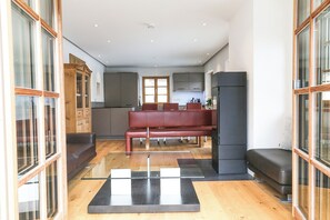 Fireplace, computer monitors