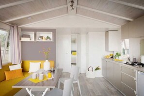 Fridge, microwave, stovetop