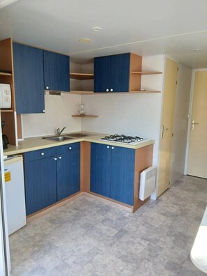 Fridge, microwave, stovetop