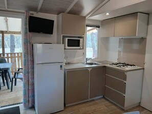 Fridge, microwave, stovetop