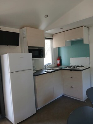 Kühlschrank, Mikrowelle, Herdplatte