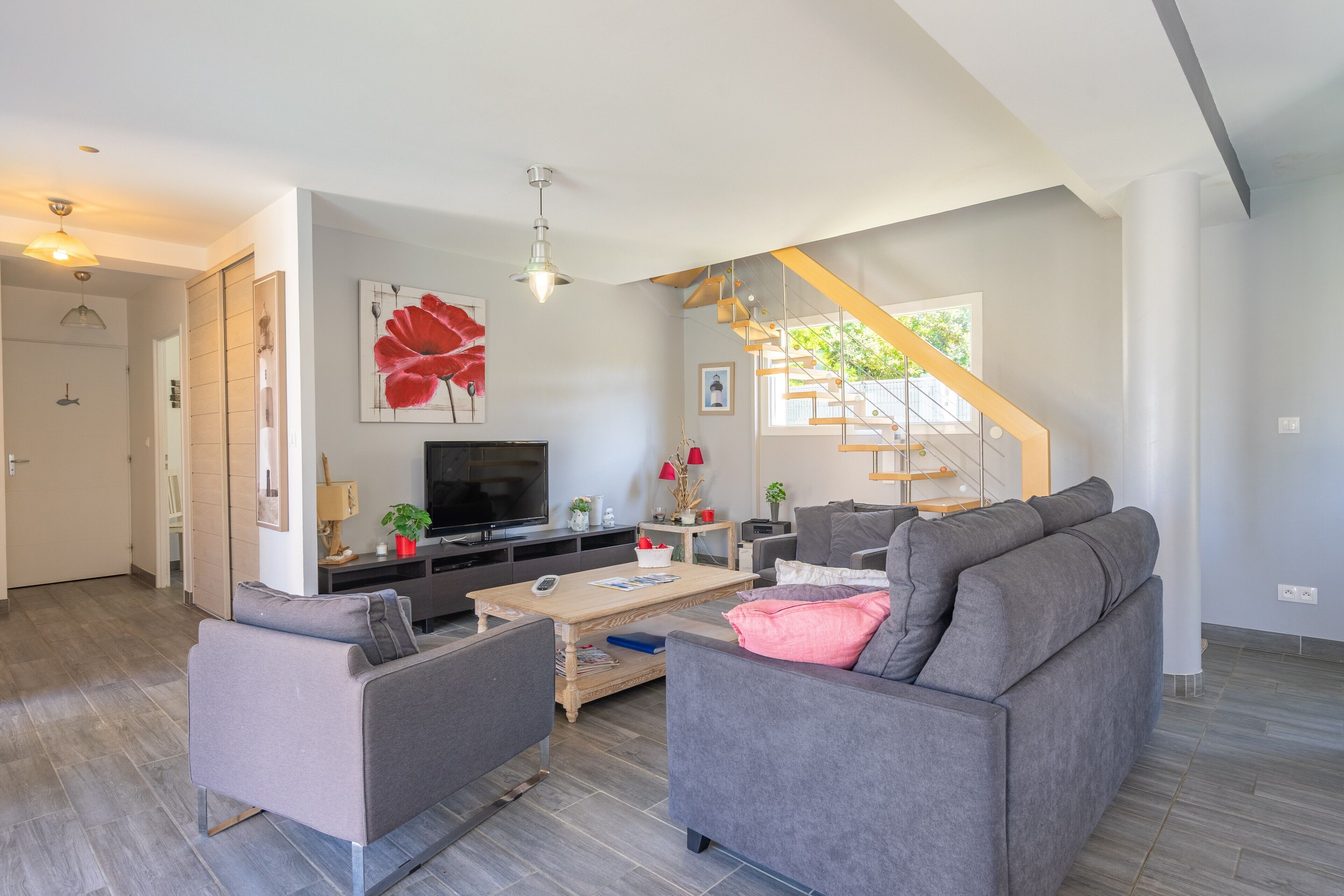 TV, DVD player, stereo