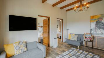 Télévision, cheminée, jeux vidéo, table de tennis de table