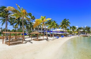 On the beach, beach towels