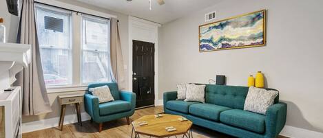 TV, fireplace, offices