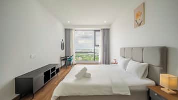 Apartamento luxo, 3 quartos, sacada, vista para a cidade | Roupas de cama de algodão egípcio, roupas de cama premium