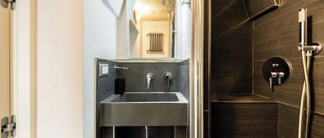 Hair dryer, towels, toilet paper
