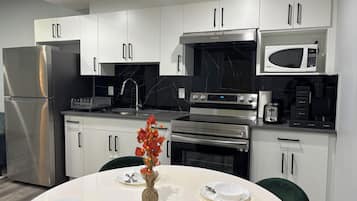 Frigorífico, microondas, horno y placa de cocina