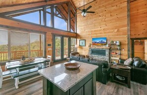 TV, fireplace, offices - Prime Location w/ Hot Tub, Games & Scenic Views! (Gatlinburg)