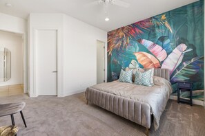 4 bedrooms, desk, iron/ironing board, travel crib