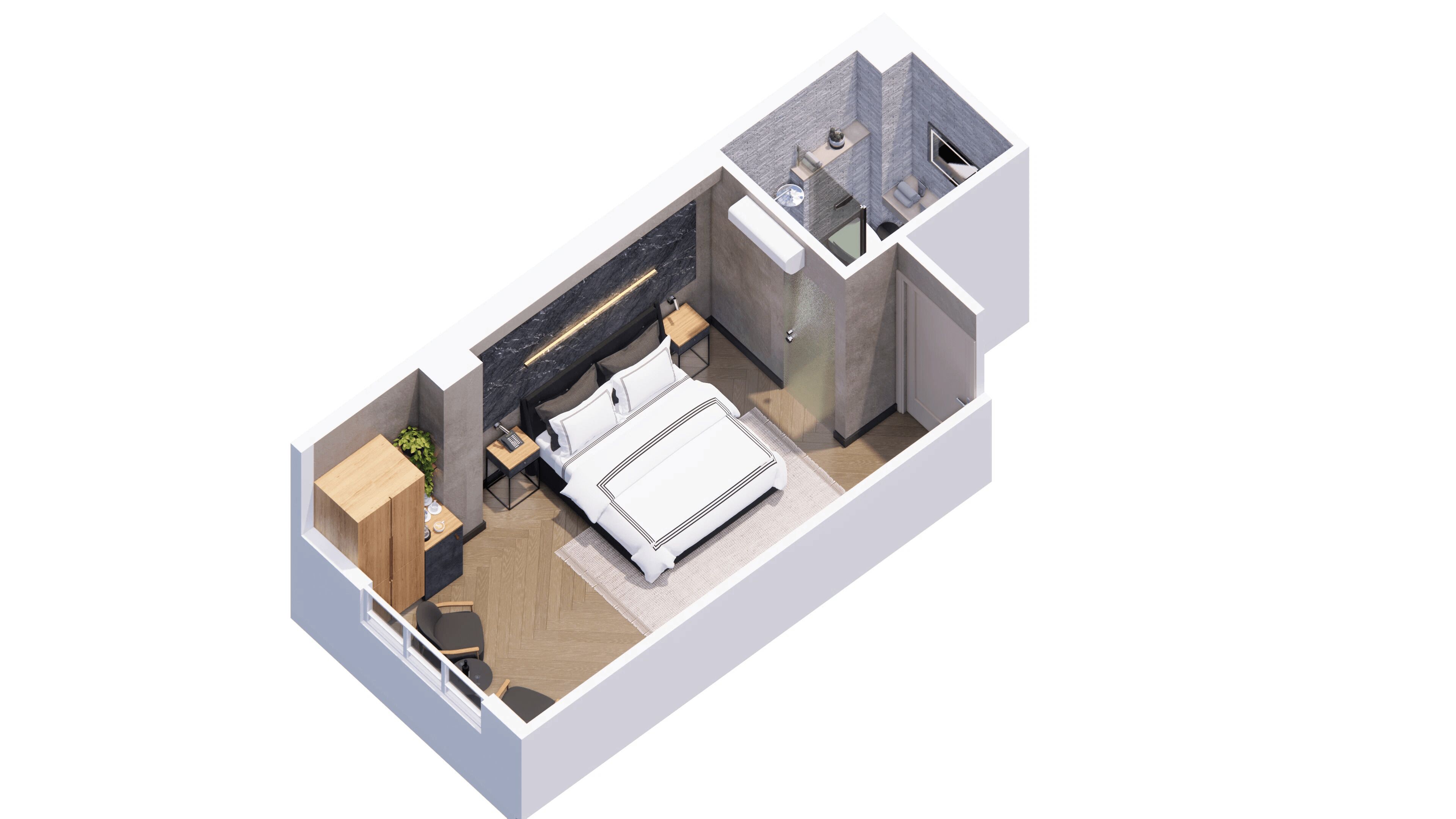 Quarto casal elite | Roupas de cama premium, edredons de pluma, frigobar, escrivaninha