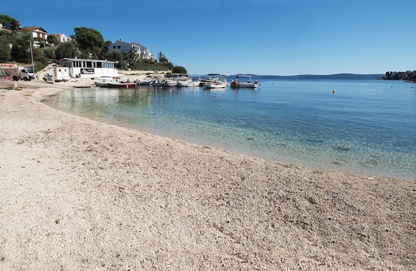 Beach nearby, sun loungers