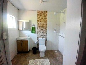 Bidet, towels, toilet paper