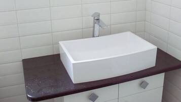 Hair dryer, towels, toilet paper
