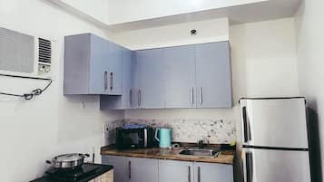 Fridge, stovetop, dishwasher, electric kettle