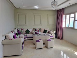 Living area - Charming 2-bedroom apartment with WiFi, AC in amazing Agadir (Agadir)