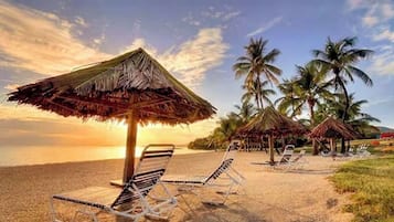 On the beach, beach towels