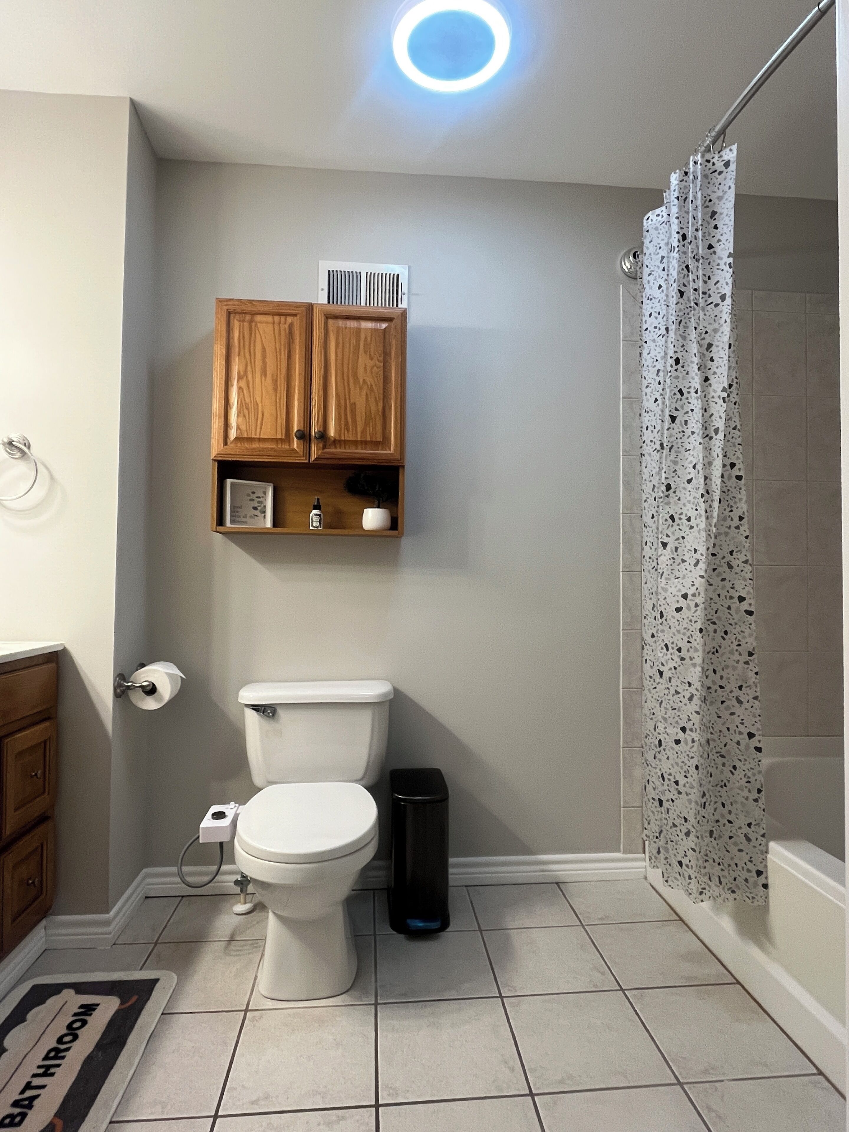 Shower, jetted tub, bidet, towels